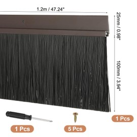 PATIKIL Door Brush Sweeps 3.94" Bristles x 47.24" Long, H-Shape Aluminum Alloy Holder Door Sweep for Bottom of Door Seal Garage Roll Up Door Weather Stripping, Brown/Black
