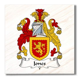 Carpe Diem Designs Jones-Wales Family Crest/Coat of Arms Ceramic Tile for Coaster, Hot Plate, Trivet or Decorative Accent