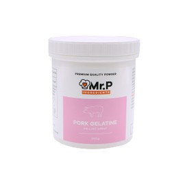 Mr.P Ingredients Pork Gelatine 250g 250 Bloom Powder Stabiliser Gelling Aerating Agent Instant Gluten Free Non-GMO (Recyclable Pot)