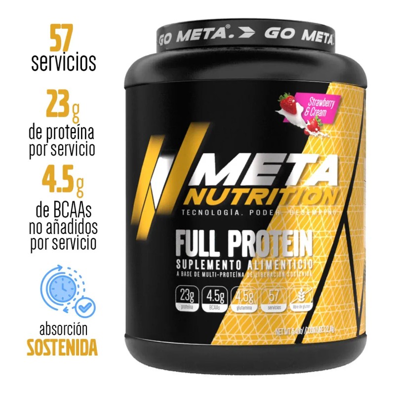 Suplemento Polvo Meta Nutrition Full Protein Proteína Sabor Fresa Crema