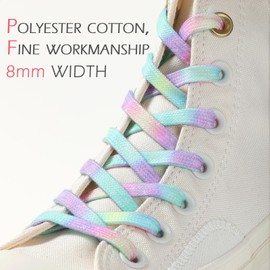 Handshop [2 Pairs 5/16" Flat Colorful Shoelaces for Fun, Cool Tie Dye Design Fashion Sneakers Shoe Laces 55 in (140 cm) Tie Dye Sky Blue