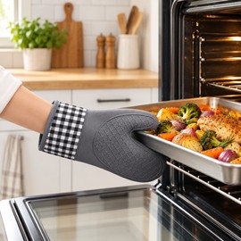 Silicone Oven Mitt for Cooking and Baking – Heat-Resistant Non-Slip Grip with Extended Coverage for Kitchen Use
