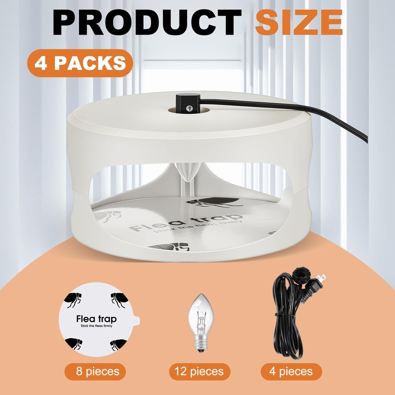 Qualirey 4 Pieces Flea Traps with 8 Sticky Disc 12