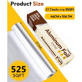 Katbite Aluminum Foil Heavy Duty 17.7 Inch Wide, 30 Micron Thick Strong Heavy Duty Foil Aluminum Roll Wrap for Commercial Catering, Grilling, Roasting, Baking, Home Cooking, 17.7"x525s.f