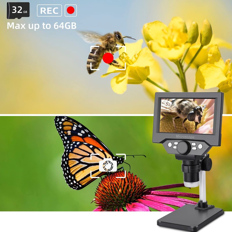 LCD Digital USB Microscope, Koolertron 5.5 Inch 1080P 8 Megapixel