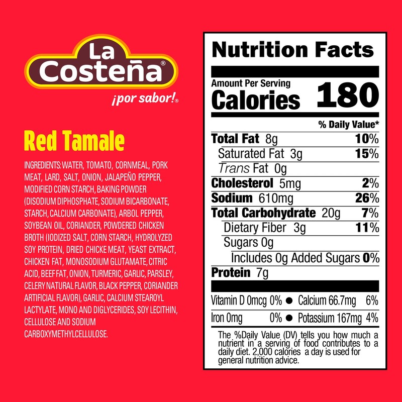 La Costeña Red Tamales - Made with Pork, Red Sauce
