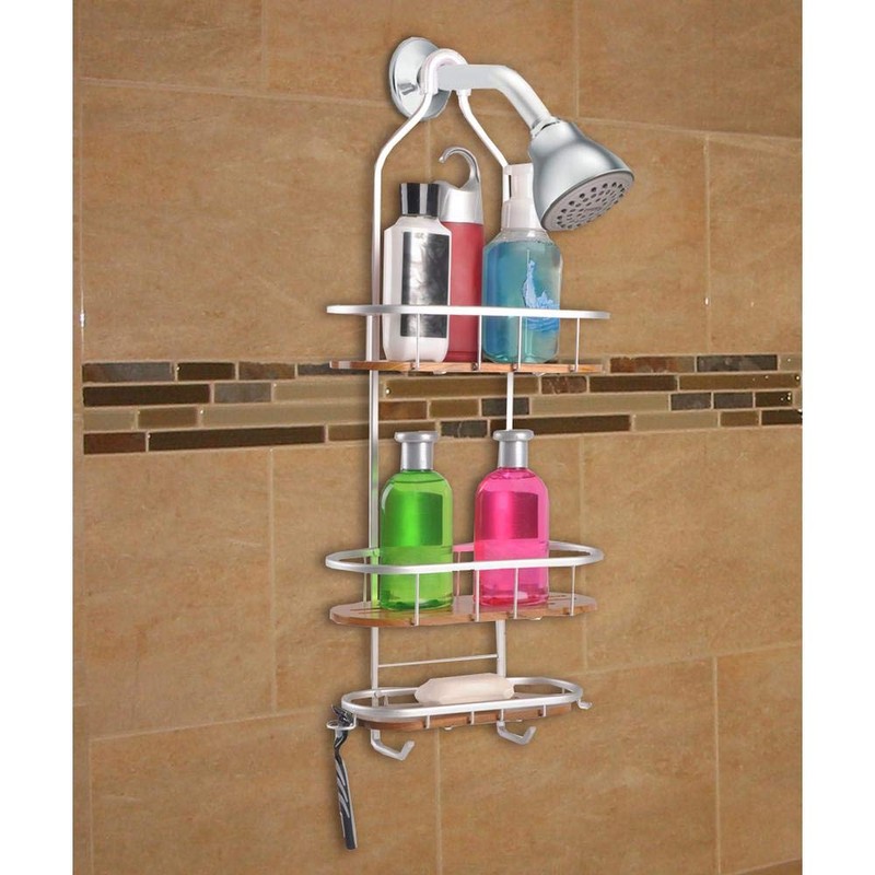 Utopia Alley Tia Rustproof Shower Caddy, Teak, 3 Shelves