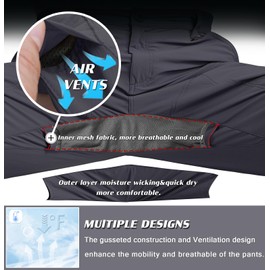 Mens Hiking Pants Lightweight Quick Dry Cargo Work Pants Outdoor Nylon Waterproof Travel Fishing Tactical Pants with 6 Pockets Darkgrey 36Wx34L