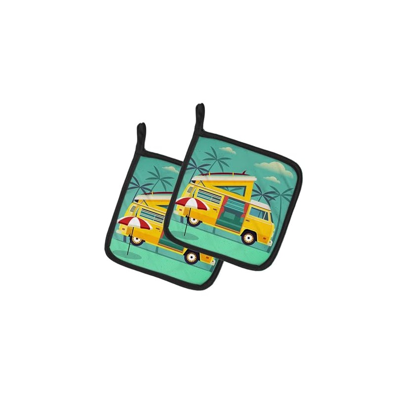Caroline's Treasures Greatest Adventure Camper Van Pair of Pot Holders,