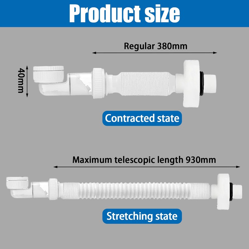 iKALULA 1 1/4 Inch Sink Siphon, Space-Saving Siphon, 360° Adjustable,