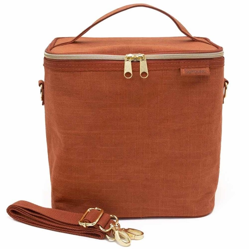 SoYoung Large Linen Insulated Lunch Poche, Muted Clay