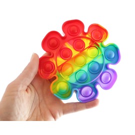 Rainbow Tie Die Basic Shapes Bubble Pop Game - Silicone Push Poke Bubble Wrap Fidget Toy - Press Bubbles to Pop Down Then Flip it over and Do it Again - Sensory Stress Toy OT (2 RANDOM SHAPES)