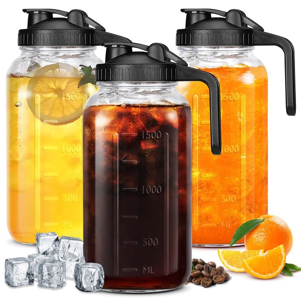 UYEIKMLOP 64 OZ Mason Jars with Lid, Glass Pitcher Double