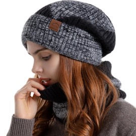 OZ SMART Australia Women Beanie and Scarf Combo ? Winter Hat and Neck Warmer Set, Thermal Fleece Wool, Warm Snow Hats, Ski Skull Cap, Heat Beanies for Women & Kids