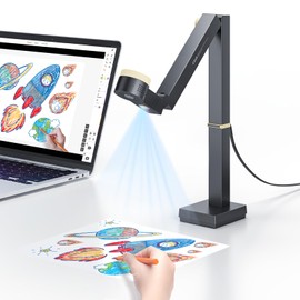 CZUR Fancy S Pro USB Document Camera for Teacher, 12MP 4K Webcam with Microphone and LED Light, Up to 60fps, Auto Focus, for Remote Teaching, Web Conference, for Mac and Windows, Black