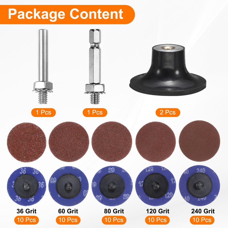 HARFINGTON 54pcs Quick Change Discs Set 2" Roll Lock Sanding