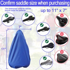 JIAJUNFS Waterproof Bicycle Seat Covers Rainproof, UV-Resistant dustproof and Windproof Reusable Easy to Clean and Install Suitable for Mountain Bike and Bikes with Narrow Seats 2pcs Blue