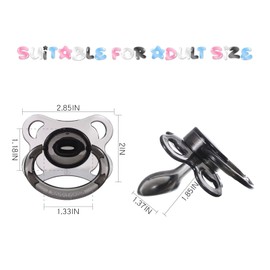 Landofgenie Large Shield Adult Size Pacifiers Set Moon Shape Transparent Design Pacifier Black