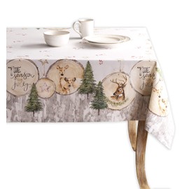 Maison d' Hermine Mountain Life 100% Cotton Tablecloth Kitchen Dining Table Cloth for Rectangle Tables Farmhouse Tabletop Cover for Parties, Wedding Thanksgiving/Christmas (140cm x 180cm)