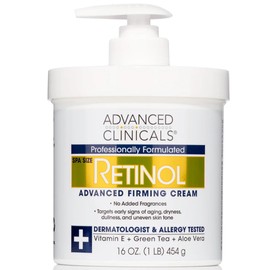 Advanced Clinicals Retinol Cream Body Cream, Advanced Clinicals, Moisturizing, Large Capacity, 16.9 oz (454 g)