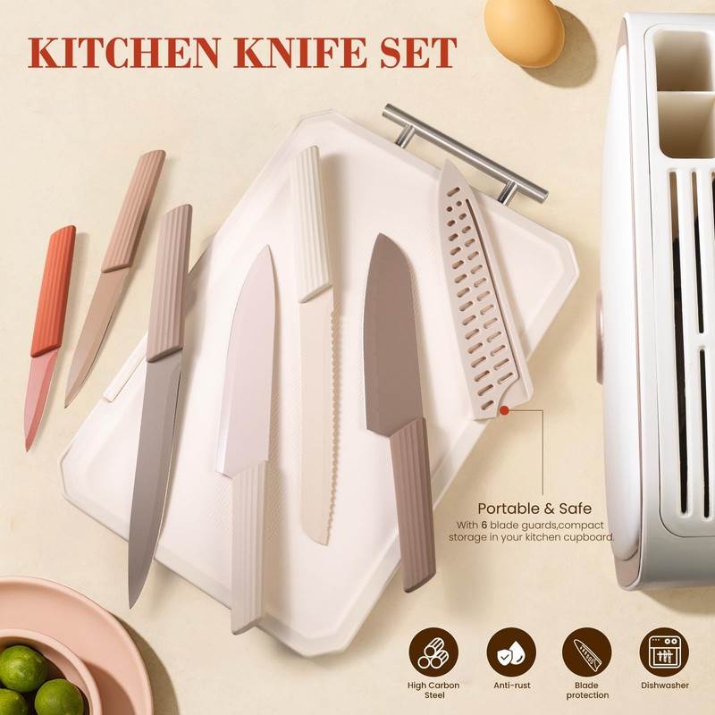 XXV 17Pcs Knife Set with Block & Sharpener,Kitchen Knives Block