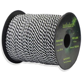 aufodara 50 Meters Paracord Cords 2 mm Nylon Rope 1 Core Strands (Black White, 50)