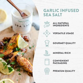 FLORIDA PURE Garlic Sea Salt - 80+ Mineral Sea Salt, Natural, Unrefined, Non Iodized - for Baking, Cooking, Seasoning & Enhancing Taste - Rich Taste Flaky Sea Salt (4.5 oz Jar)
