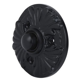 A29 Black Powder Coat Antique Doorbell Button – 2 1/8" x 2 1/8" – Cast Iron Mid-Century Style with Recess Mount – Weather Resistant, Wired for Two-Wire Chimes, Easy DIY Installation