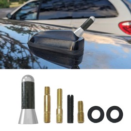 Zufoty Car Short Antenna, 1.37" Stubby Aluminum Aerial Antenna with 4 Screws & 2 Rubber Gaskets, Carbon Fiber Car Audio & Video Antennas for AM/FM Reception, Universal Car Accessories for Most Car