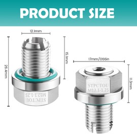 M12.1-1.25x 15mm Oil Drain Plug Oversize Piggyback, Stainless Steel Self Tapping Oil Pan Thread Repair Kit