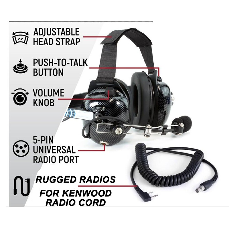 Aviation Headset Professional 5 Pin Connector K Head Noise Reduction