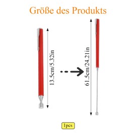 Smaller Work Rod Magnet, 61.5 cm Extendable Telescopic Magnetic Rod Tool, 1 kg Magnetic Rod Telescope, Telescopic Magnetic Pick-Up Tool (Red, Pack of 1)
