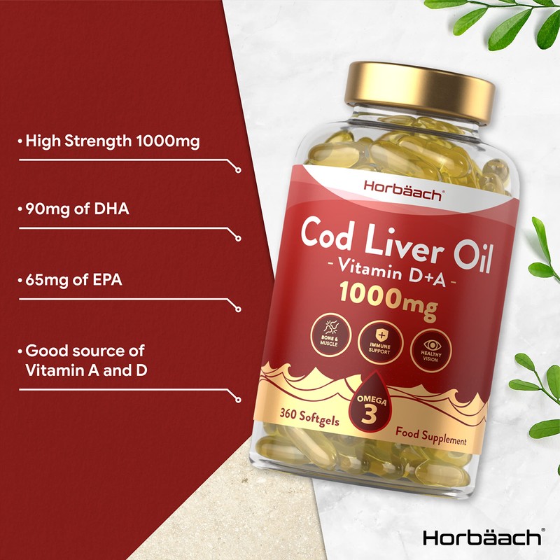 Cod Liver Oil Supplement 1000mg | 360 Softgels | with