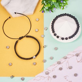 Craftdady 40pcs Stainless Steel Letter Beads Anti Tarnish Flat Round Alphabet Spacer Beads 7 mm Vowel Letter A E I O U Bracelet Beads for DIY Craft Earring Necklace Jewelry Making