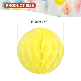 PATIKIL 4" Tissue Paper Pom Poms Flower Balls, 10 Pack Party Hanging Paper Flower Balls Decoration for Birthday Wedding Home Backdrop Decor, Yellow