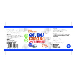 Gotu Kola 5,000mg Equivalent (250mg of 20:1 Extract) 90 Vegan Capsules, 20% Triterpenes, 3rd Party Lab Tested, High Stregth Supplement
