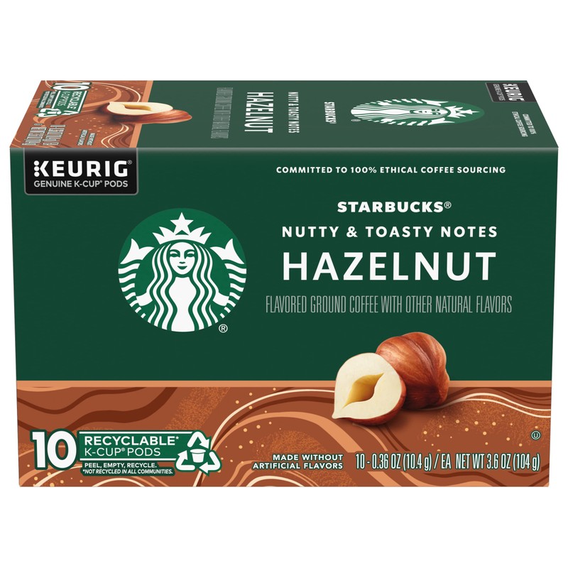 Starbucks Flavored Coffee K-Cup Pods, Hazelnut Flavored Coffee, Made without