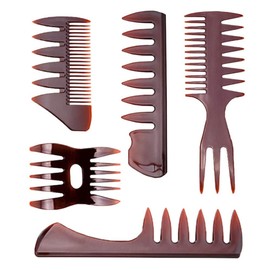 POFET 5 Pcs Professional Styling Comb Retro Wide Teeth Hairdressing Comb Set for Men
