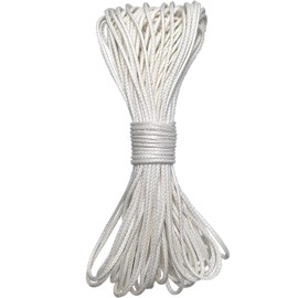 12 Strand Braided Dyneema Rope -3mm 700kg Fracture Strain - Suitable for Tents, Kiteboarding, and Other 65 feet (White)