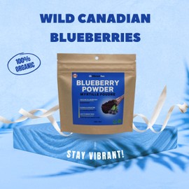Organic Blueberry Powder - 100% Canadian Blueberries, Pure, No Sugar Added, All Natural for Smoothies & Baking, Non-GMO , Vegan, Grown in BC, Canada