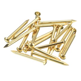 uxcell 15Pcs Small Tiny Nails 2.8x35mm(DxL) Tiny Brass Nails Hardware Round Head Brass Nail for Wooden DIY Projects Decorative Boxes Household, Brass Tone