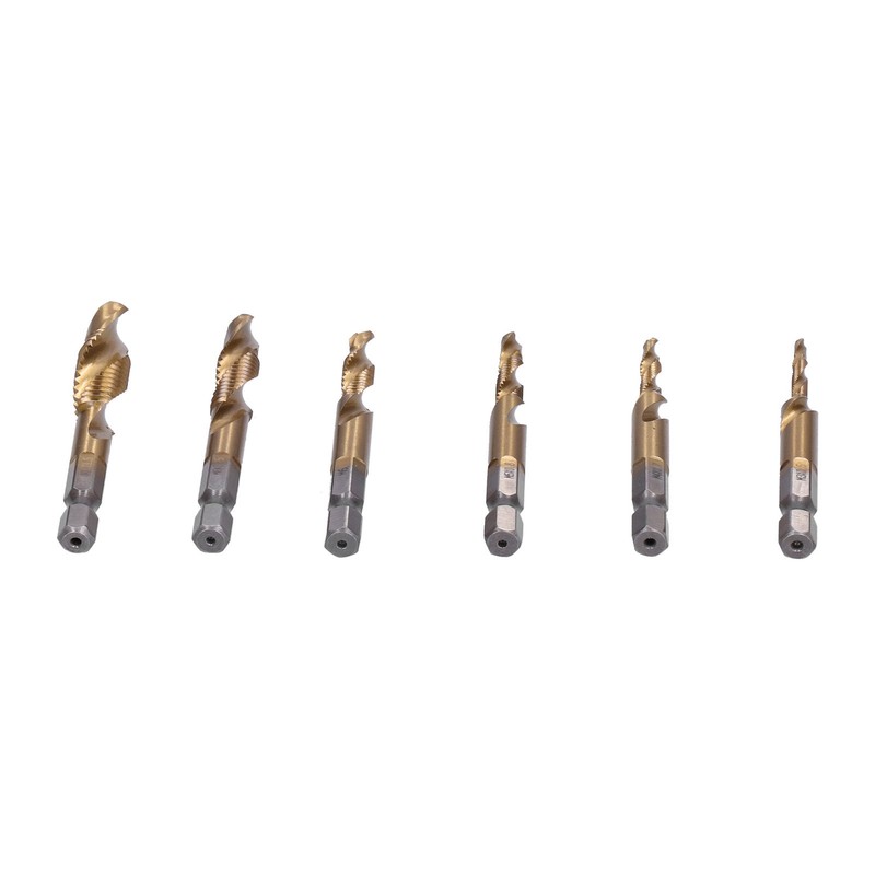 6Pcs Hex Shank Drill High Speed Steel Tap Chamfer Spiral