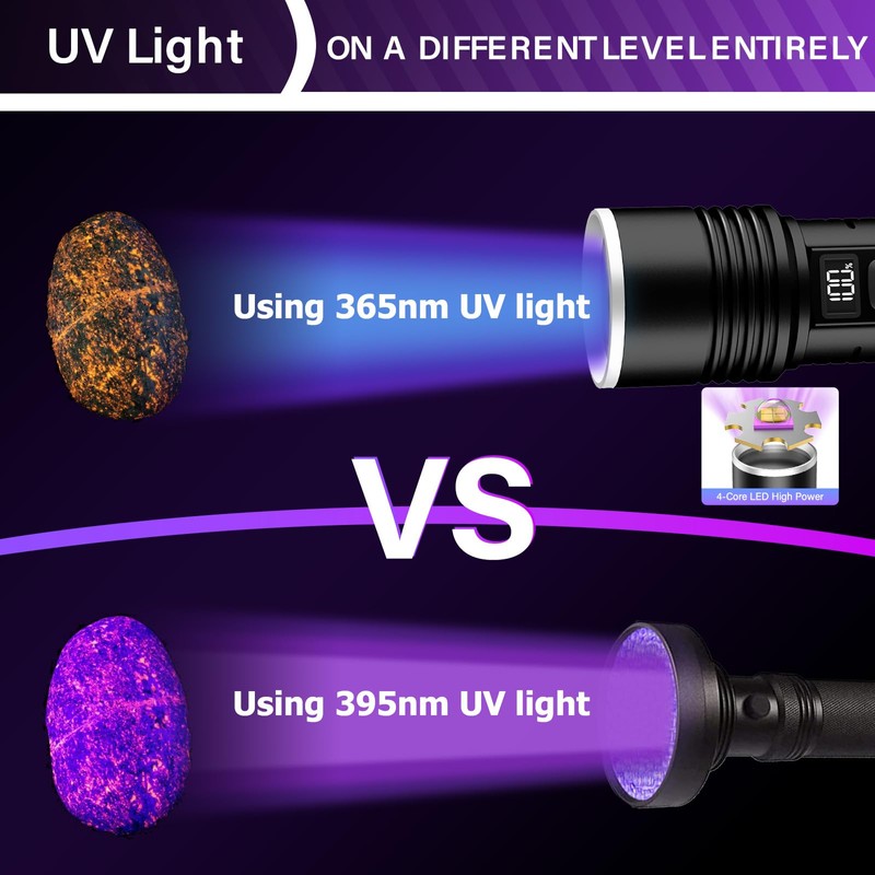 Tremdwoto 365nm Black Light Flashlight, UV Light Rechargeable, High Power