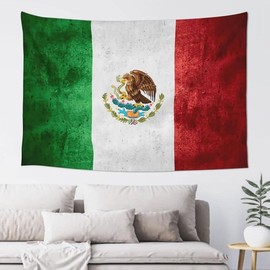 Mexican Flag Wall Decoration Tapestry Mexico Flag Hippie Art Tapestry Wall Hanging - Extra Large Tablecloths 60 X 40 Inch for Bedroom Living Room Dorm Room Home Decor - Color: Mexico, Size: 60x40in