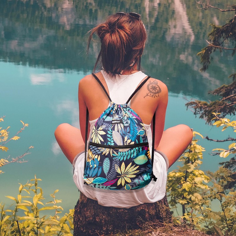 WANDF Drawstring Backpack String Bag Sackpack Cinch Water Resistant Nylon