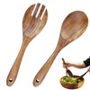2 Pieces Wooden Salad Servers Salad Mixing Dinner Fork and