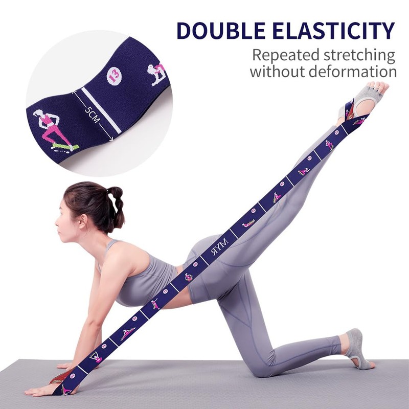 Stretch Band, Elastic Yoga Stretching Strap with 11 Loops for