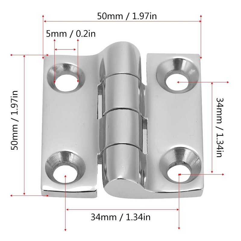 Alomejor Four Hole Boat Hinge 316 Grade Stainless Steel Square