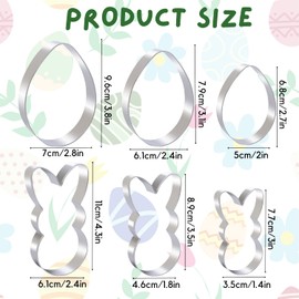Easter Cookie Cutter Set - 6 Piece Easter Bunny and Egg Cookie Cutters - Stainless Steel Assorted Sizes