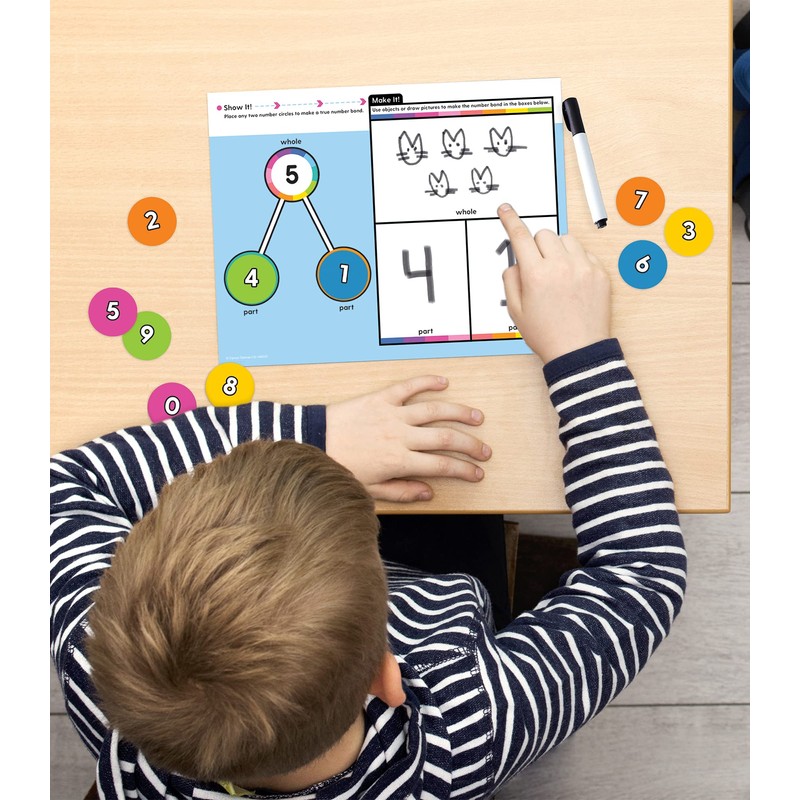 Carson Dellosa Edu-Clings Silicone 21-Piece Dry Erase Number Bonds, Kindergarten